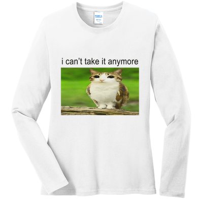 Silly Owl Cat Meme I CanT Take It Anymore Ladies Long Sleeve Shirt
