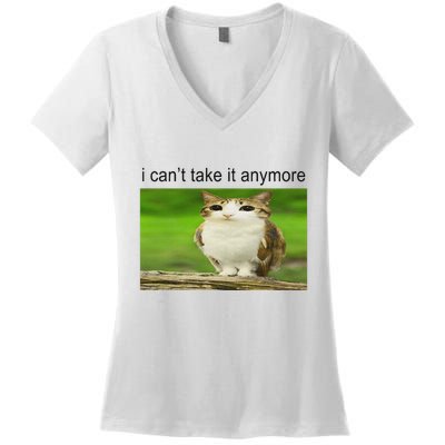 Silly Owl Cat Meme I CanT Take It Anymore Women's V-Neck T-Shirt