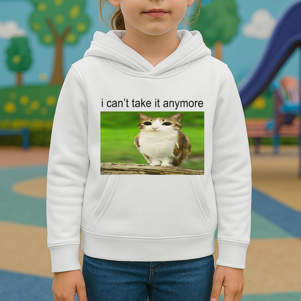 Silly Owl Cat Meme I CanT Take It Anymore Kids Hoodie