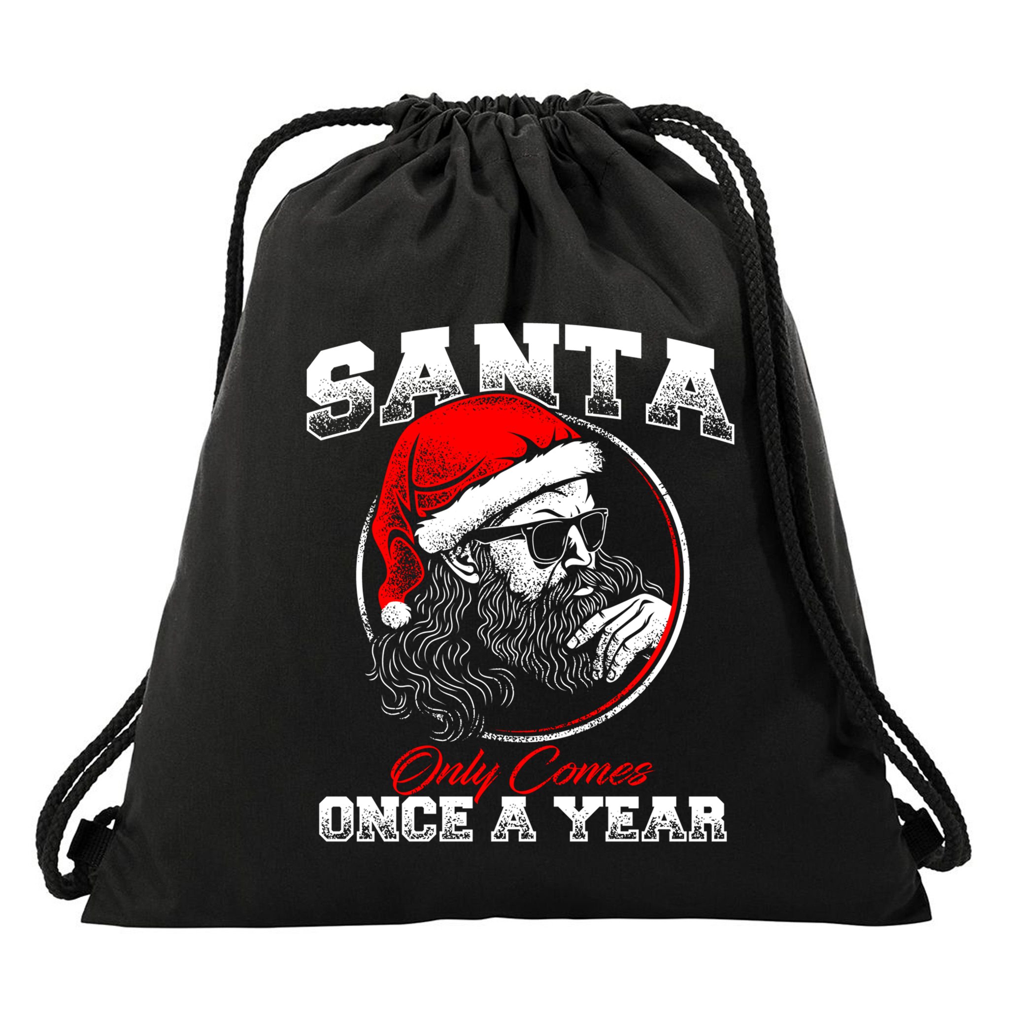 Santa Ony Comes Once A Year Naughty Santa Claus Dirty Joke Gift Drawstring Bag
