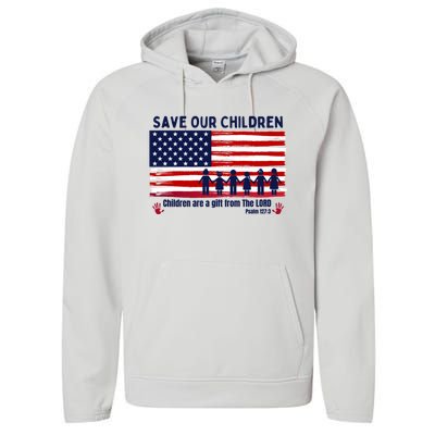 Save Our Children Are Gift From The Lord Freedom USA Flag Performance Fleece Hoodie