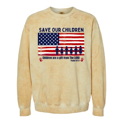 Save Our Children Are Gift From The Lord Freedom USA Flag Colorblast Crewneck Sweatshirt