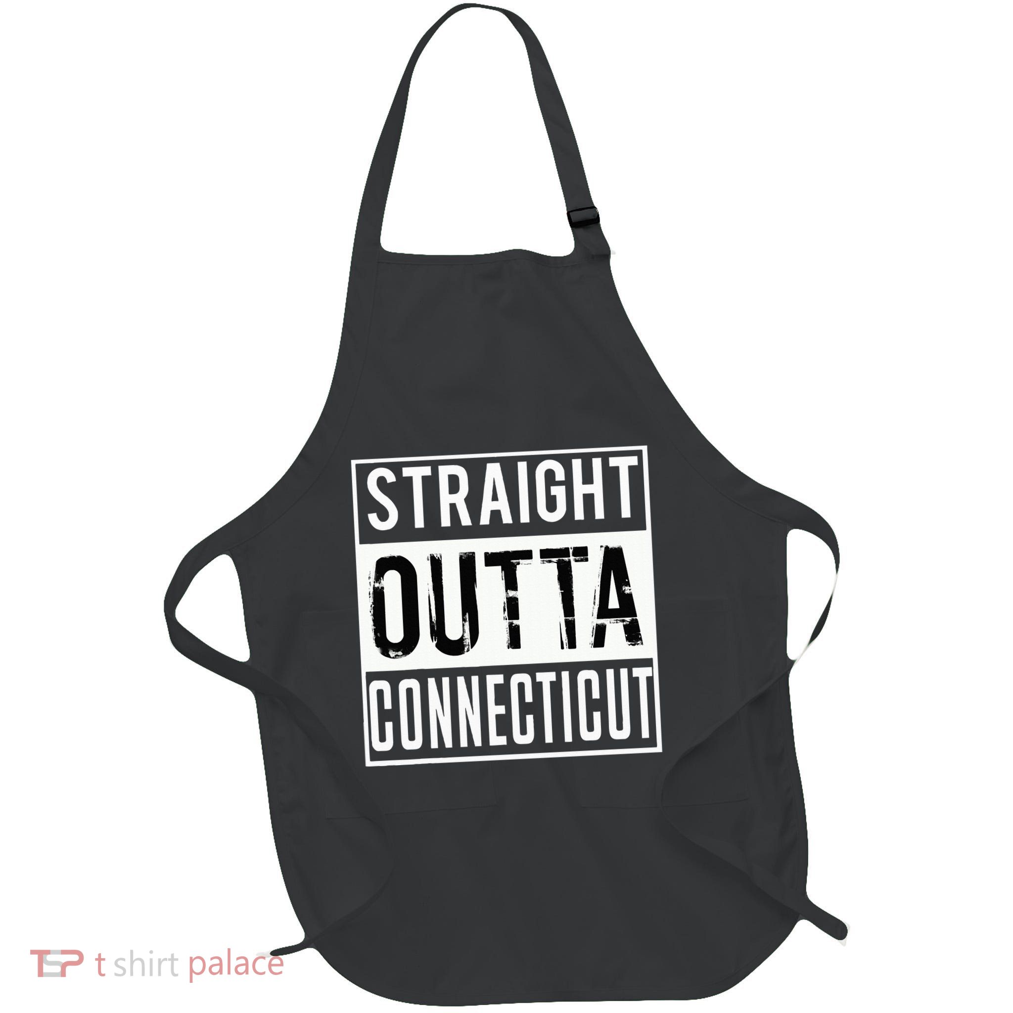 Straight Outta Connecticut Connecticut Full-Length Apron With Pockets