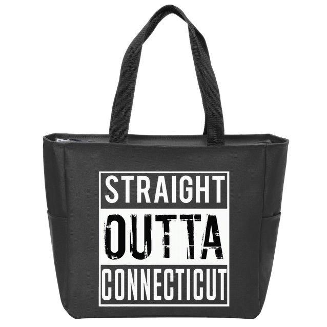 Straight Outta Connecticut Connecticut Zip Tote Bag