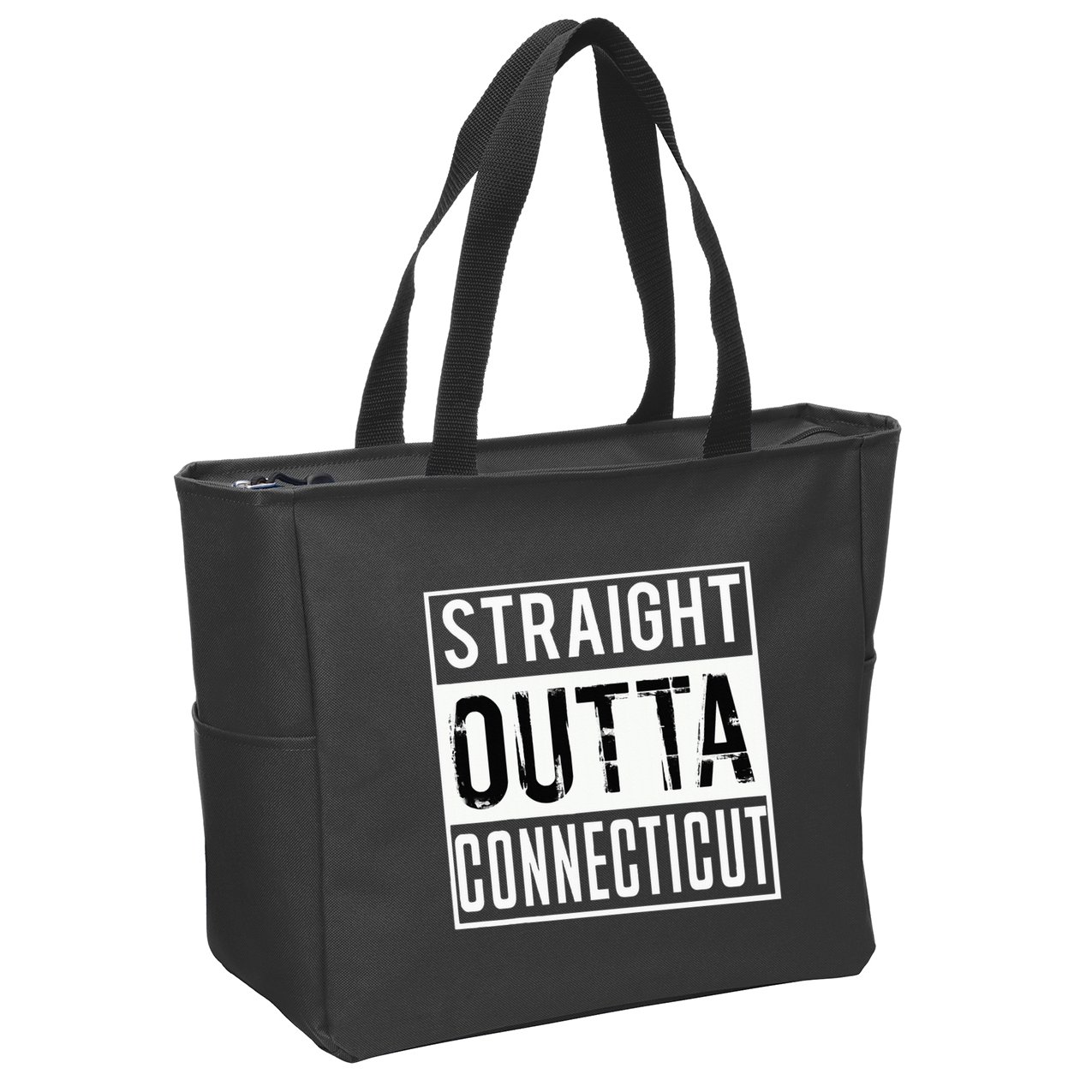 Straight Outta Connecticut Connecticut Zip Tote Bag