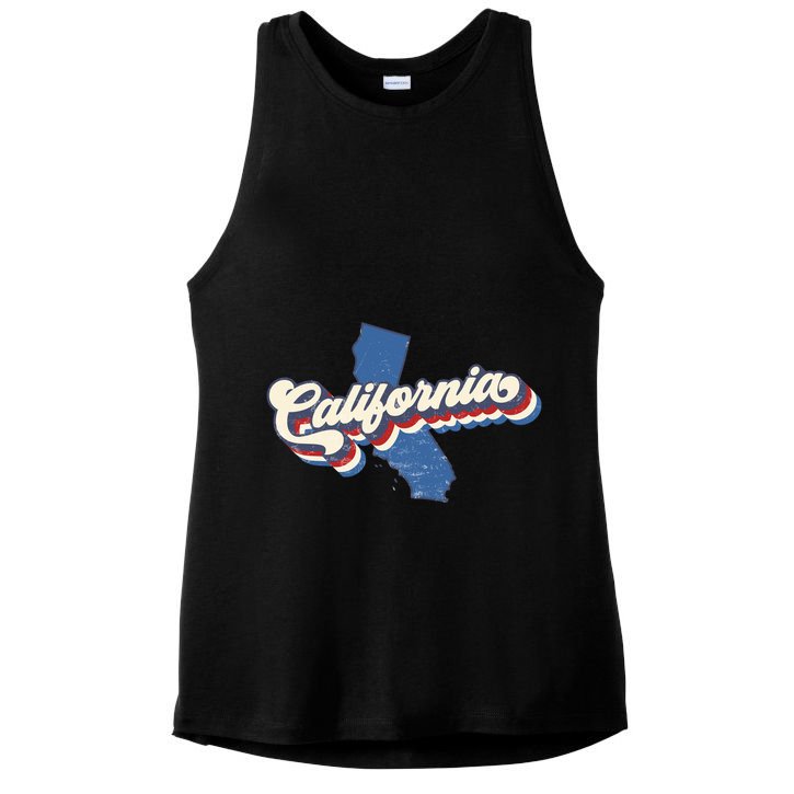 State Of California Retro Logo Ladies PosiCharge Tri-Blend Wicking Tank