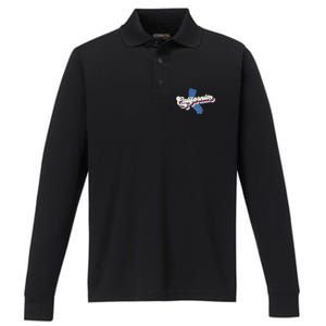 State Of California Retro Logo Performance Long Sleeve Polo