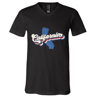 State Of California Retro Logo V-Neck T-Shirt
