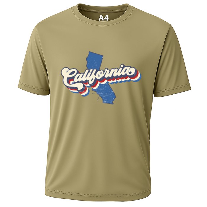 State Of California Retro Logo Cooling Performance Crew T-Shirt