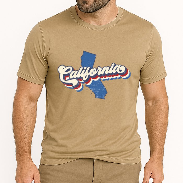 State Of California Retro Logo Cooling Performance Crew T-Shirt