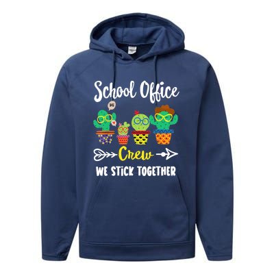 School Office Crew, Funny Cactus Team School Office Squad Performance Fleece Hoodie