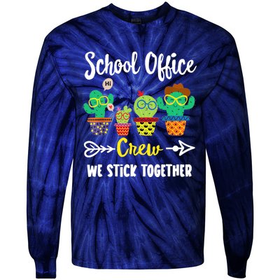 School Office Crew, Funny Cactus Team School Office Squad Tie-Dye Long Sleeve Shirt