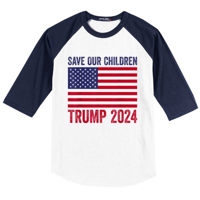 Save Our Children Stop Human Trafficking Trump 2024 Baseball Sleeve Shirt