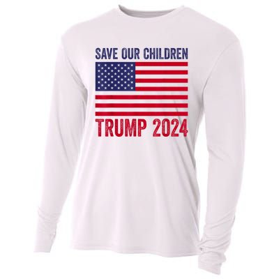 Save Our Children Stop Human Trafficking Trump 2024 Cooling Performance Long Sleeve Crew