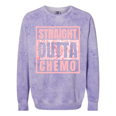 Straight Outta Chemo Therapy Cancer Awareness Colorblast Crewneck Sweatshirt