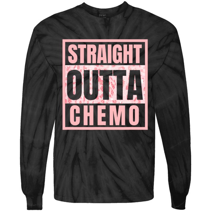 Straight Outta Chemo Therapy Cancer Awareness Tie-Dye Long Sleeve Shirt