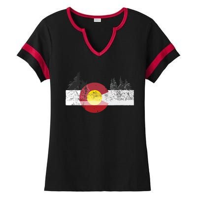 State Of Colorado Flag Ladies Halftime Notch Neck Tee