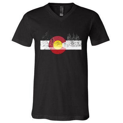 State Of Colorado Flag V-Neck T-Shirt