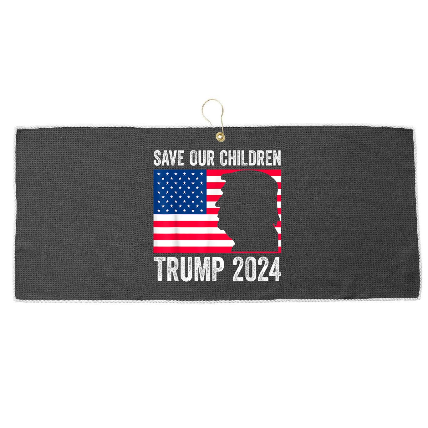 Save Our Children Stop Human Trafficking Trump 2024 Large Microfiber Waffle Golf Towel