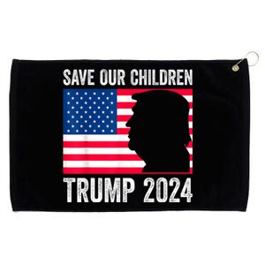 Save Our Children Stop Human Trafficking Trump 2024 Grommeted Golf Towel