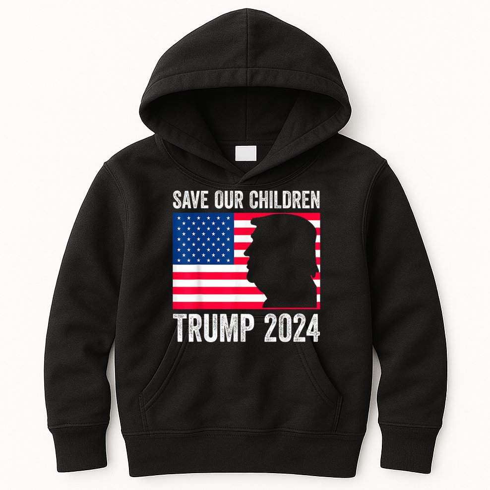 Save Our Children Stop Human Trafficking Trump 2024 Kids Hoodie