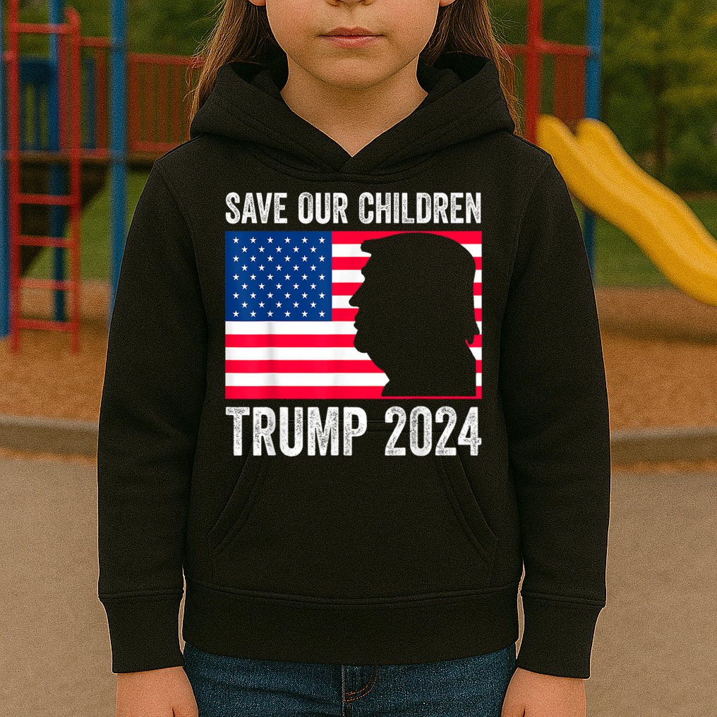 Save Our Children Stop Human Trafficking Trump 2024 Kids Hoodie