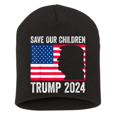 Save Our Children Stop Human Trafficking Trump 2024 Short Acrylic Beanie