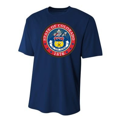 State Of Colorado Seal 1876 Youth Performance Sprint T-Shirt