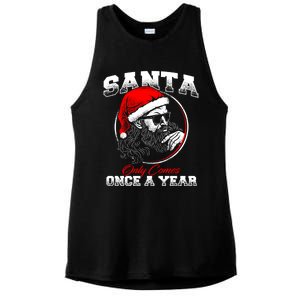 Santa Ony Comes Once A Year Naughty Santa Claus Dirty Joke Meaningful Gift Ladies PosiCharge Tri-Blend Wicking Tank