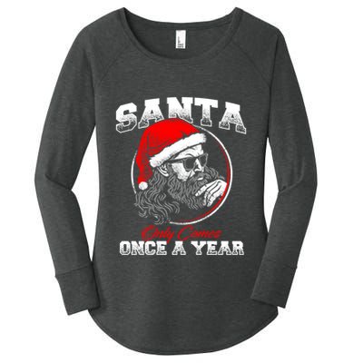 Santa Ony Comes Once A Year Naughty Santa Claus Dirty Joke Meaningful Gift Women's Perfect Tri Tunic Long Sleeve Shirt
