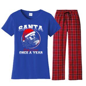 Santa Ony Comes Once A Year Naughty Santa Claus Dirty Joke Meaningful Gift Women's Flannel Pajama Set