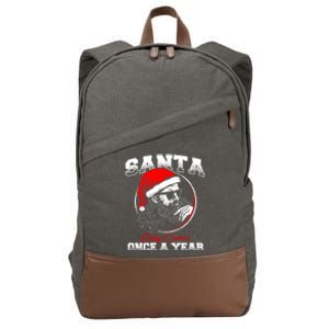 Santa Ony Comes Once A Year Naughty Santa Claus Dirty Joke Meaningful Gift Cotton Canvas Backpack