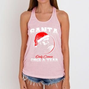 Santa Ony Comes Once A Year Naughty Santa Claus Dirty Joke Meaningful Gift Women's Knotted Racerback Tank