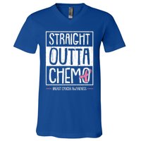 Straight Outta Chemo Breast Cancer Awareness Fight Warrior Gift V-Neck T-Shirt