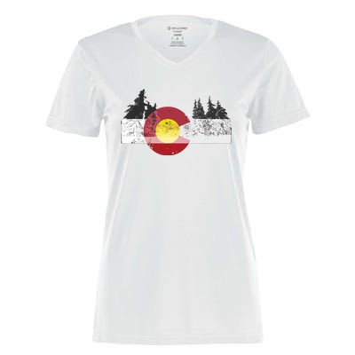 State Of Colorado Flag Women's Momentum V-Neck T-Shirt