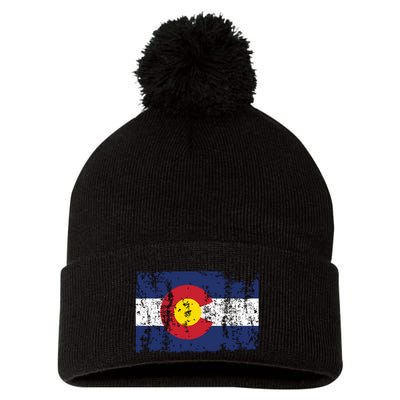 State Of Colorado Flag Pom Pom 12in Knit Beanie
