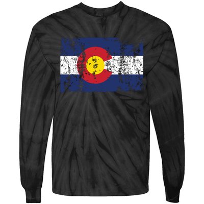 State Of Colorado Flag Tie-Dye Long Sleeve Shirt