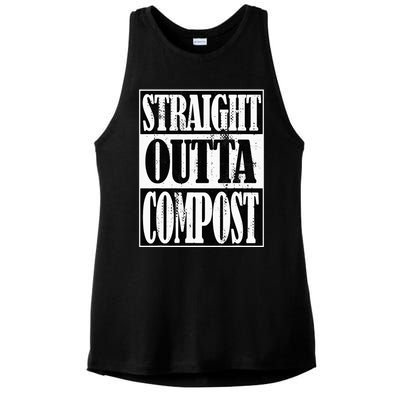 Straight Outta Compost Funny Garden Homestead Composting Ladies PosiCharge Tri-Blend Wicking Tank