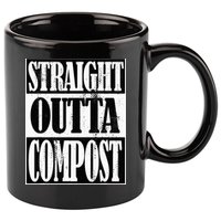 Straight Outta Compost Funny Garden Homestead Composting 11oz C Handle Ceramic Mug
