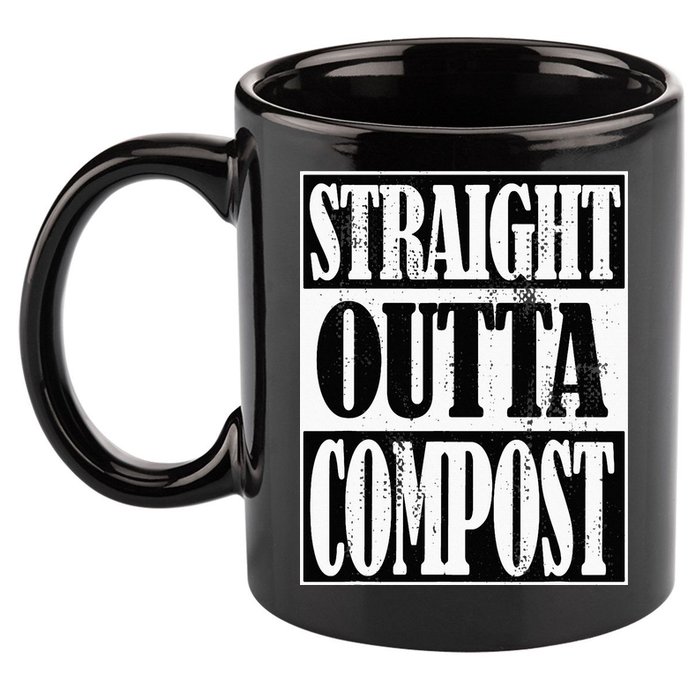 Straight Outta Compost Funny Garden Homestead Composting 11oz C Handle Ceramic Mug