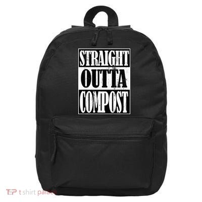 Straight Outta Compost Funny Garden Homestead Composting 16 in Basic Backpack