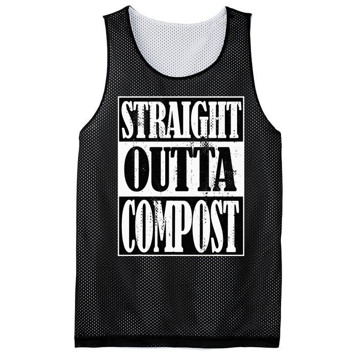 Straight Outta Compost Funny Garden Homestead Composting Mesh Reversible Basketball Jersey Tank