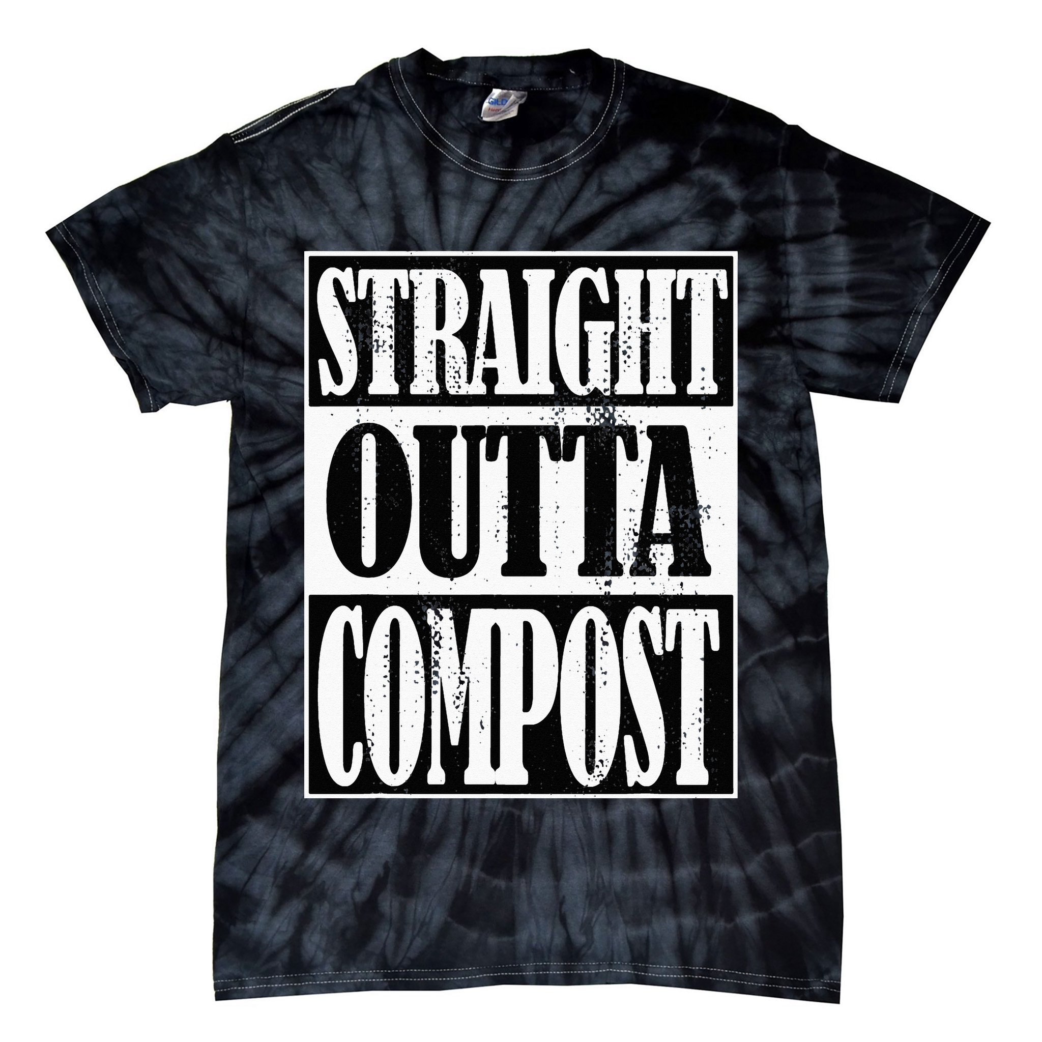 Straight Outta Compost Funny Garden Homestead Composting Tie-Dye T-Shirt