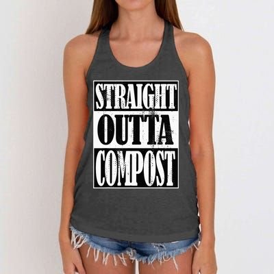 Straight Outta Compost Funny Garden Homestead Composting Women's Knotted Racerback Tank