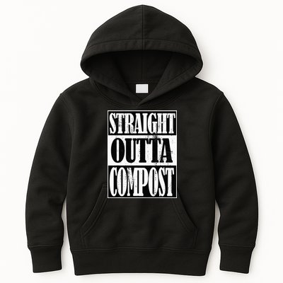 Straight Outta Compost Funny Garden Homestead Composting Kids Hoodie