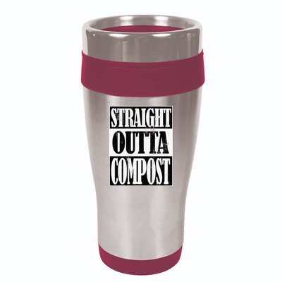 Straight Outta Compost Funny Garden Homestead Composting 16oz Travel Tumbler