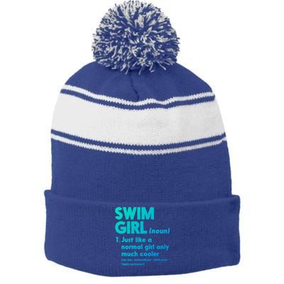 Swim Only Cooler Definition Swimmers Gift Stripe Pom Pom Beanie