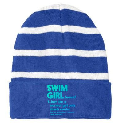 Swim Only Cooler Definition Swimmers Gift Striped Beanie with Solid Band