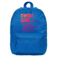 Swim Only Cooler Definition Swimmers Gift 16 in Basic Backpack