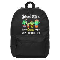 School Office Crew We Stick Together Funny Cactus 16 in Basic Backpack